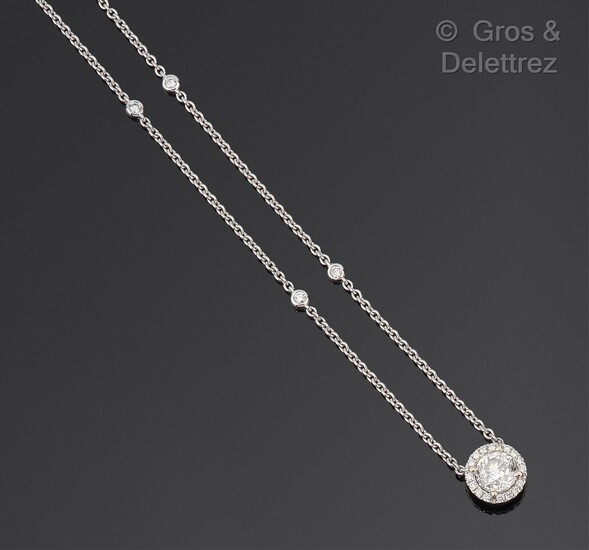 Pendentif en or gris (14K), orné d un diamant... - Lot 311 - Gros & Delettrez