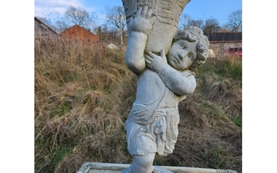 Concrete planter Greek boy carrying pot 48cm high