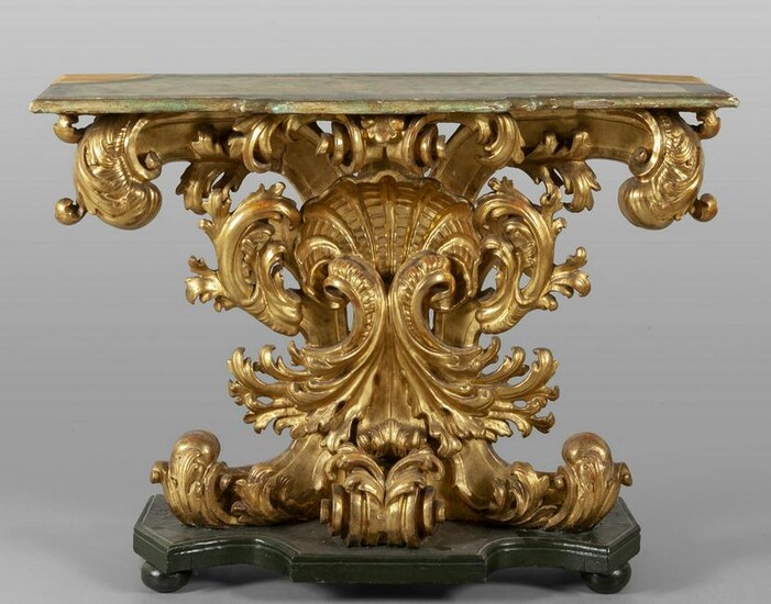 Console Luigi XIV in legno finemente intagliato e