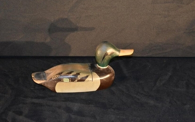 Contemporary Carved Wooden Duck-Form Trinket Box