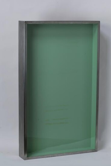 Contemporary stainless steel and glass shadowbox 52"h