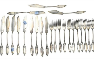 Continental Silver Fish Set, 23 pieces to include 11
