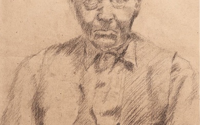 Corinth, Lovis (1858-1925). (Portrait of a man). Drawing, charcoal, 55,5x35...