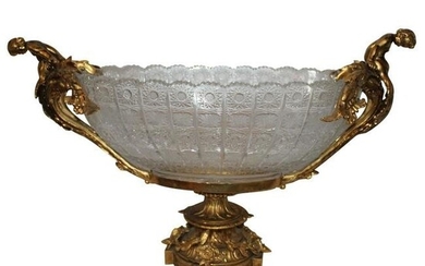 Crystal Bowl, Center Piece, DorÃ© 22-Karat Gold Plate