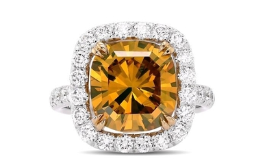 D2U - 18 kt. White gold - Ring - 5.17 ct Fancy Deep Brownish Orange-Yellow - Diamond