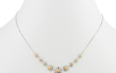 Daisy choker in white and yellow gold