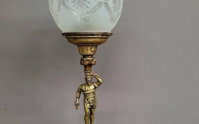 Dated 1843 Signed Cornelius & Co Philadelphia Astral Oil Lamp with cut shade & cast bronze base with