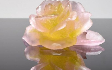 Daum Pate-de-Verre Rose Paperweight/Sculpture