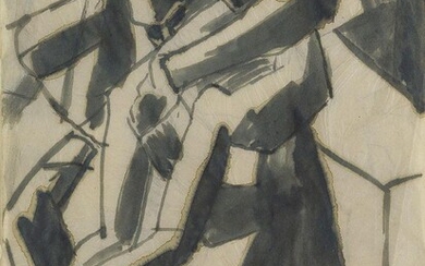 David Bomberg, British 1890-1957 - The Players, 1919; pen and ink wash on paper, 25.4 x 20.3 cm (ARR) Provenance: Lilian Bomberg; Fischer Fine Art Limited, London, no.K1692; Beaux Arts, London Exhibited: Fischer Fine Art Limited, London, David...