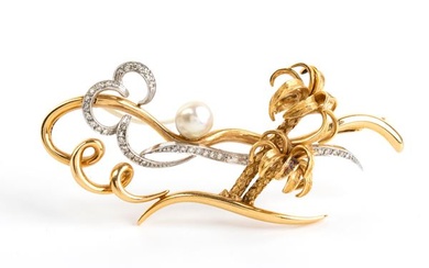 Diamond pearl gold brooch, owned by Countess Paola Della Chiesa