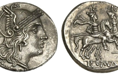 Dolabella series, Quinarius, Sicily, ca. 209-208 BC; AR (g 2,12;...