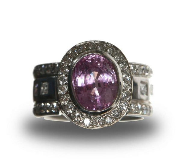 Doris Panos 18K Gold, Diamond & Pink Sapphire Ring