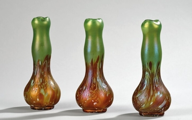 Three vases, Glashüttenwerke Buchenau, Ferdinand von Poschinger, form: c. 1899