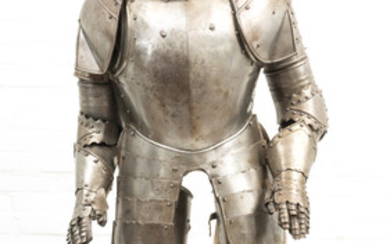 ENGLISH FULL BODY STEEL SUIT OF ARMOR, 19TH C. H 63", W 28", D 16"