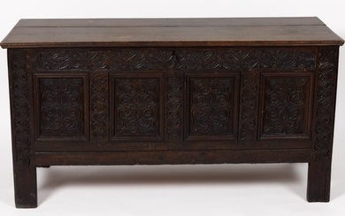 ENGLISH JACOBEAN CARVED OAK CHEST
