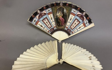 Early 19th century fans: a very classical bone fan in the Gr...