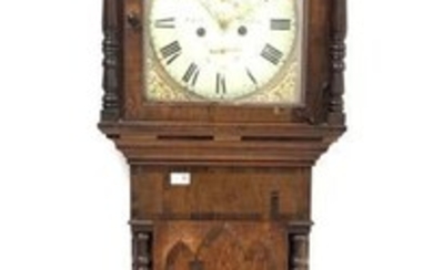 Early to mid 19th century longcase clock, the oak...