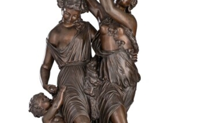 Edmond Levêque (1814-1874), Bacchanal, patinated bronze, H 56 cm