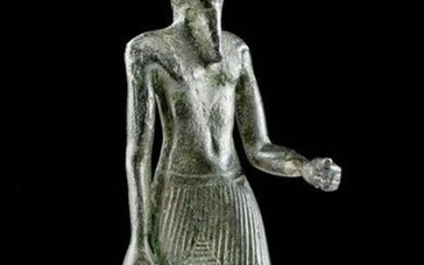 Egyptian Bronze Striding Male Figure God Amun