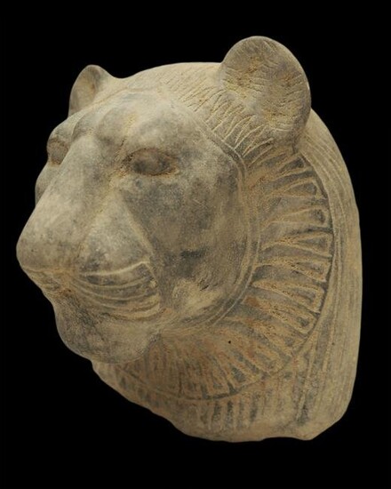 Egyptian limestone head of Sekhmet