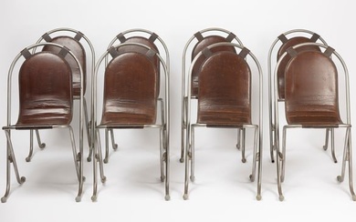 Eight Harry Sebel Stak-A-Bye Chairs with Original Naugahyde Seats