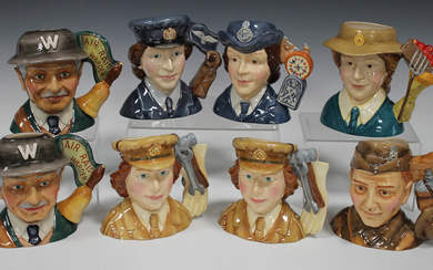 Eight limited edition Royal Doulton character jugs, comprising two Auxiliary Territorial Service (on