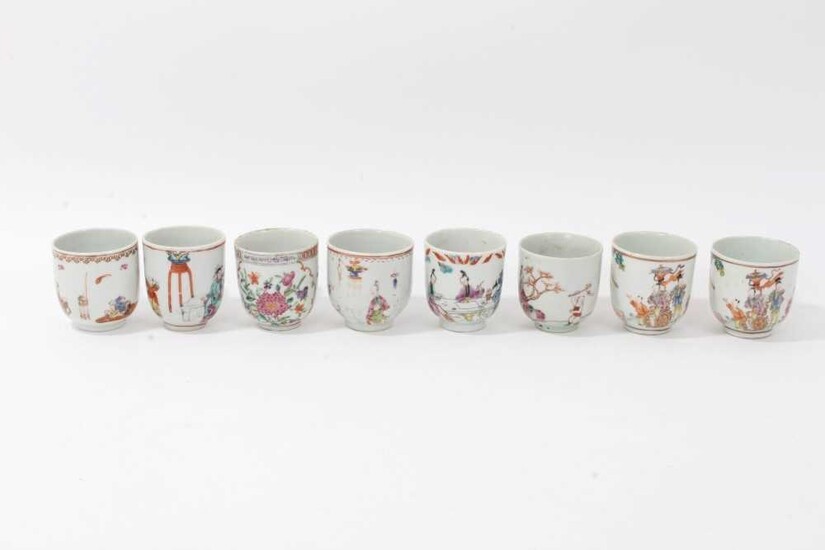 Eight various 18th century Chinese coffee cups