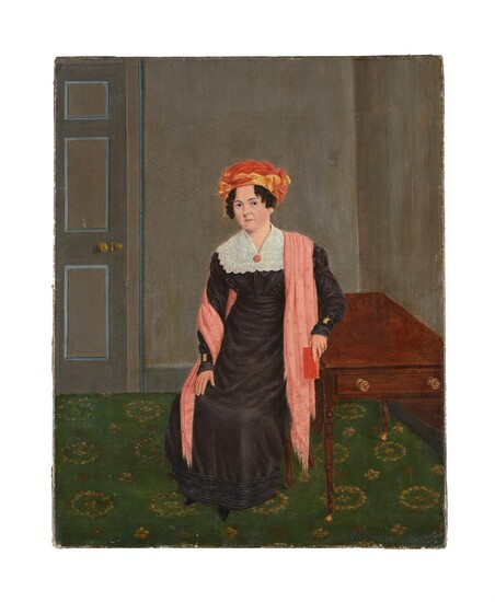 English Provincial School (early 19th century), A lady in an interior