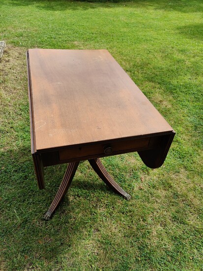 NOT SOLD. A Regency mahogany Drop-Leaf Table. mahogany table. England, c. 1820. H. 69. L....