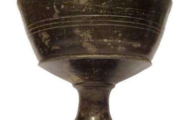 Etruscan "Bucchero-Nero" ceramic - H 15.4 cm - Intact Big chalice