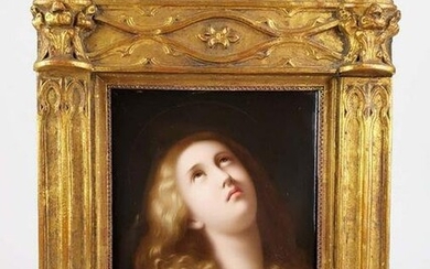 Exquisite 19th C. KPM Plaque of Nude Woman in Giltwood Frame