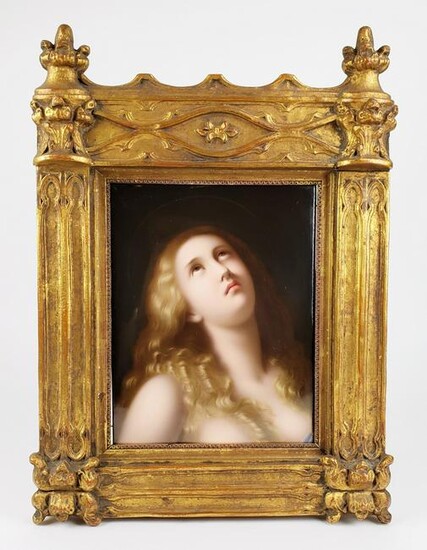 Exquisite 19th C. KPM Plaque of Nude Woman in Giltwood