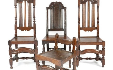 FOUR OAK CHAIRS LATE 17TH / EARLY 18TH...