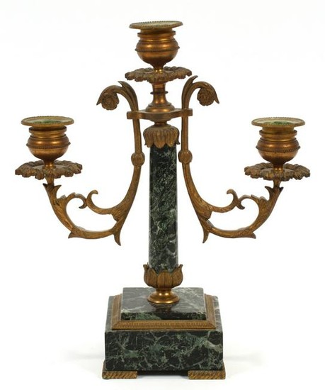 FRENCH, BRONZE AND MARBLE CANDELABRUM, 19TH C.