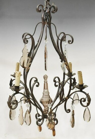 FRENCH LOUIS XV STYLE COLORED CRYSTAL CHANDELIER
