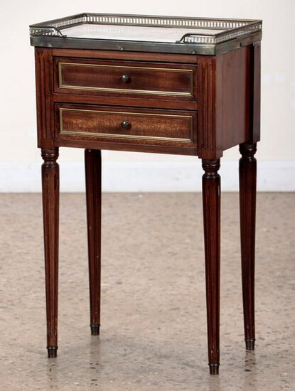 FRENCH MAHOGANY MARBLE TOP NIGHT STAND C.1940