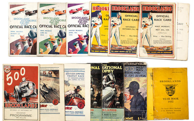 Fifteen 1930s BARC Brooklands Official Race Cards and race programmes