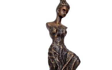 Figurine - A seated modernist woman - Bronze