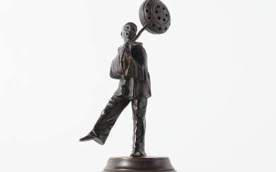 Figurine - 'Pierrot met ballon', Art Deco - Wood, Cast iron