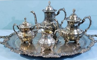 Five piece silver-plate tea service by E.P.C.A. Lancaster