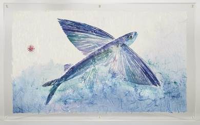 'Flying Fish' Gyotaku Painting, Signed