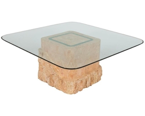 Fossilized Coral Glass Top Coffee Table