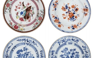 Four Chinese export porcelain plates, 18th century,...