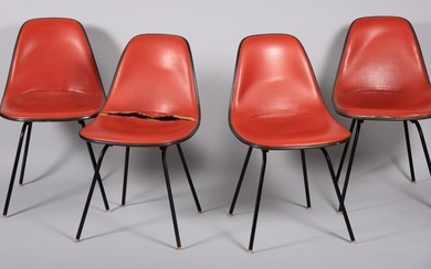 Four Vintage Mid-Century Modern Eames for Herman Miller Molded Fiberglass Chairs, circa 1960