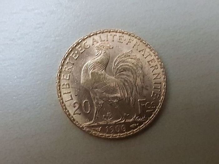 France - 20 Francs 1906 Marianne - Gold