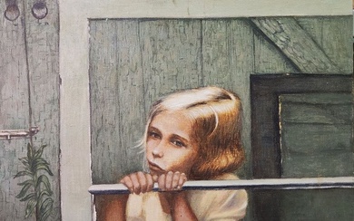 Frances Salmons 1975 Oil On Canvas Painting Of A Little Girl