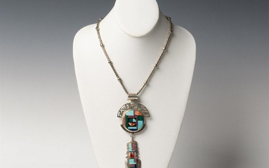 Frank Yellowhorse Navajo Sterling Multi-Stone Inlay Necklace