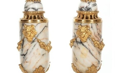 French Gilt Bronze-Mounted Marble Cassolettes