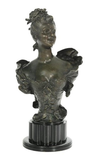 French Patinated Bronze Bust of an "Elegante"