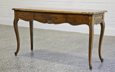 French provincial style parquetry top console table (80 x 157 x 50cm)